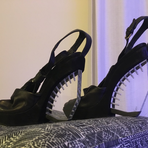 All Saints Spitalfields Lucite Wedge Sandals-Size 37 - Picture 13 of 16